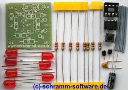 Bausatzinhalt: Elektronischer Würfel / Experimentierwürfel Bausatz ausgepackt