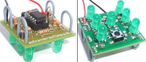 Experimentierwürfel mit grünen LEDs