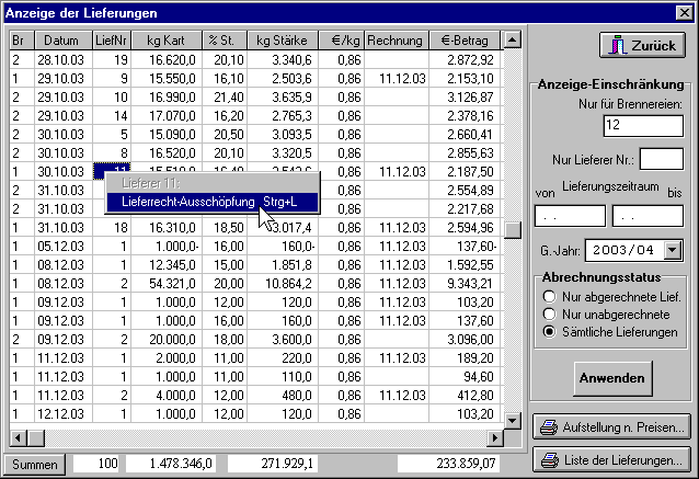 Lieferungsliste