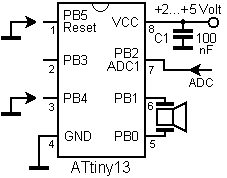 Schaltbild zum ADC-Zufallszahlengenerator